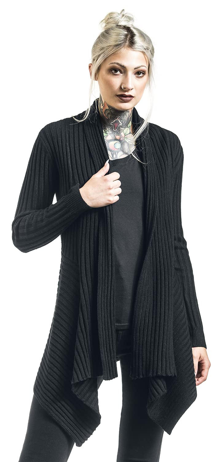 Black Premium by EMP Damen schwarzer Strick-Cardigan mit Schalkragen