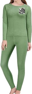 Chinese Landscape Painting Thermal Underwear Set for Women Long Johns Women Base Layer Top Bottom for Cold Weather