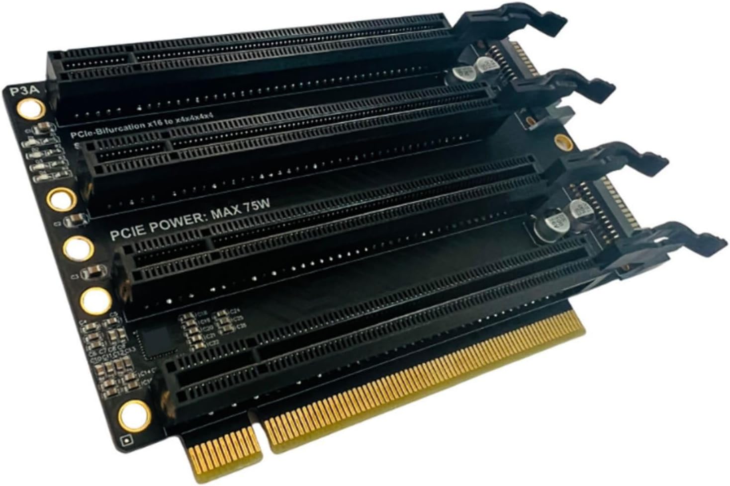 SATA Power PCIE X16 to X4X4X4X4 Splitter Card, 4 Solid Capacitors
