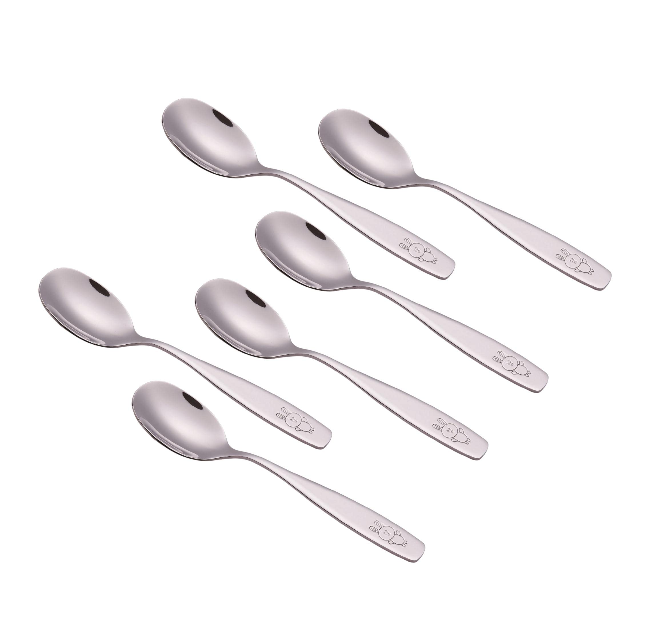 Posate Per Bambini EXZACT - Set 6 Pezzi In Acciaio Inox, Forchette, Coltelli, Cucchiai, Design Conigli - Foto 10