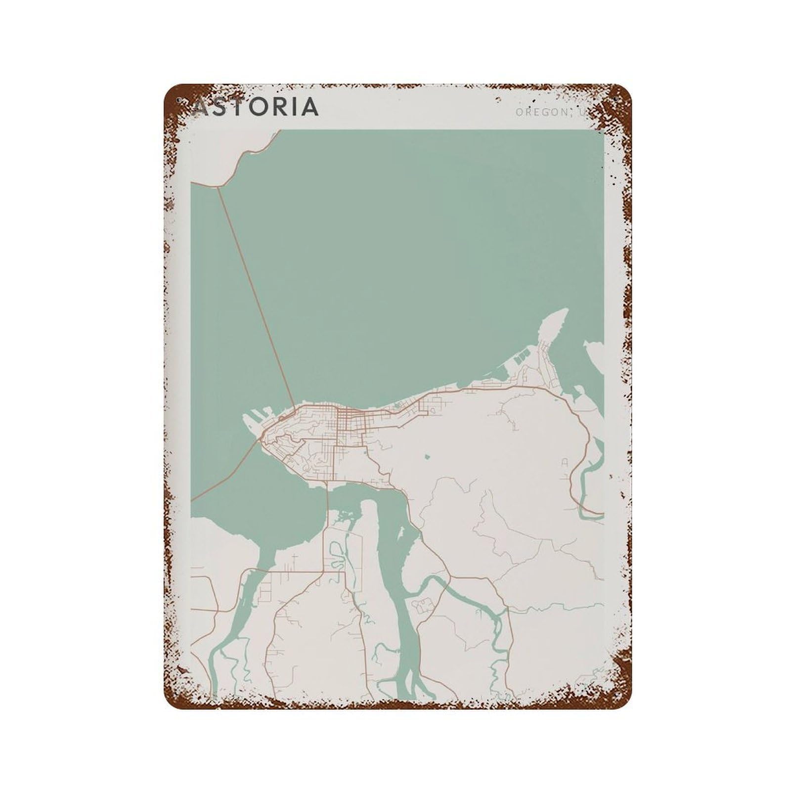 xiaoxiaoshen Astoria Map Oregon Travel Gift Farmhouse Decor (2) Wall Decor Art Metal Tin Poster Modern Home Decor Art Home Bar Shop Decorations Vintage Sign 40x30cm