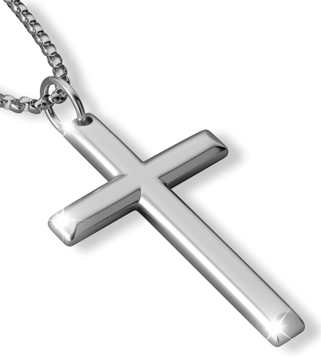 Cross Necklace for Men and Women – 316L Stainless Steel Minimalist Cross Pendant, Polished Silver/Gold/Black Tone, Small/Medium/Big Charm, Christian Faith Jewelry Gift