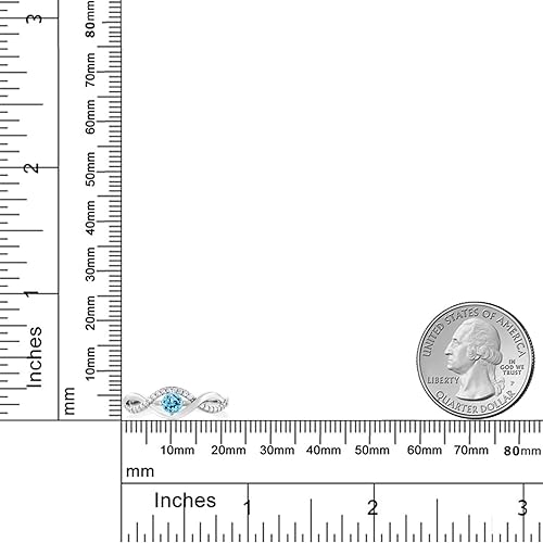 Miniatura 3 de Gem Stone King 925 Sterling Silver 4MM Round Gemstone Birthstone Infinity Ring Wedding Engagement Anniversary Promise Ring For Women Size 5,6,7,8,9