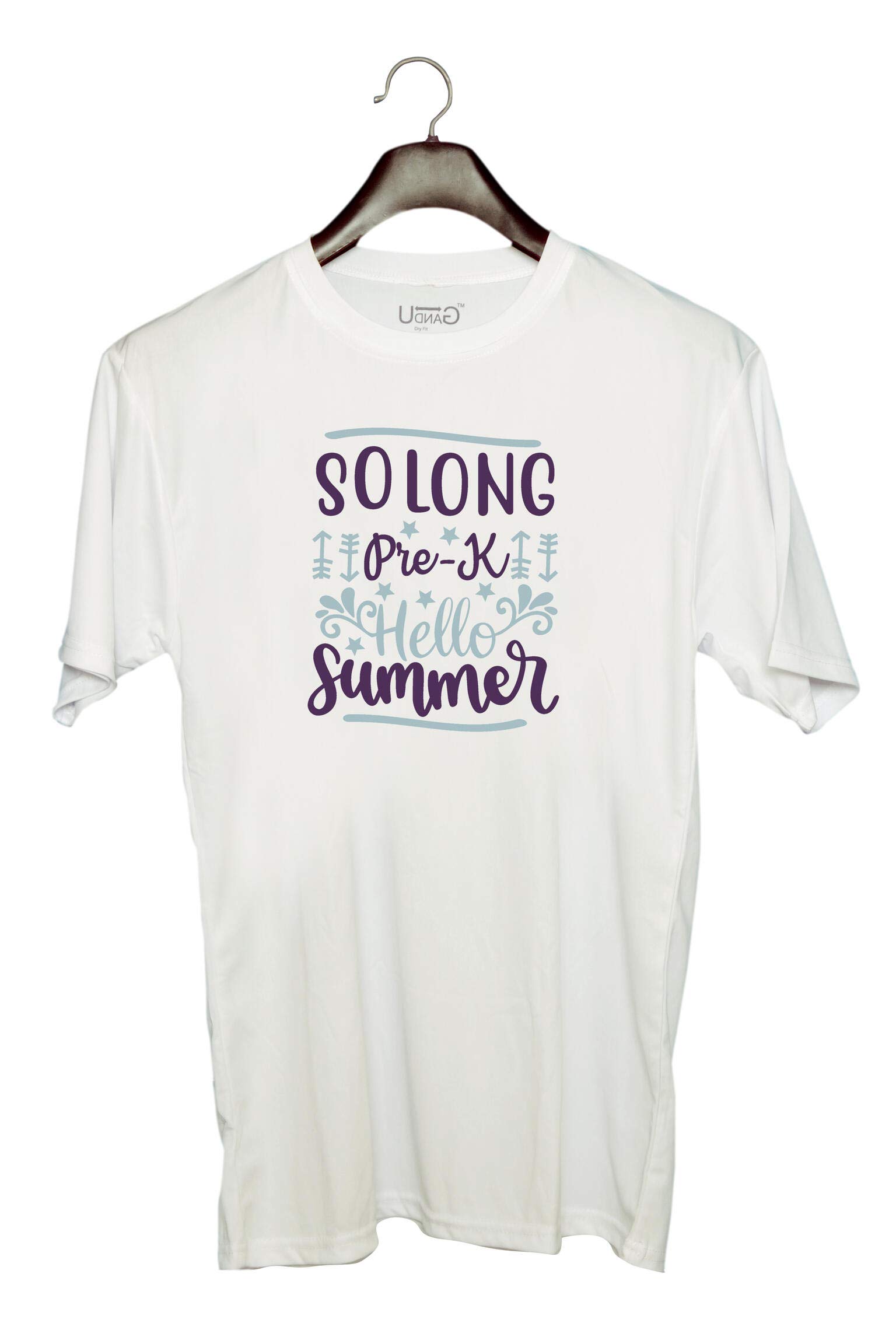 UDNAG Unisex Round Neck Graphic 'Teacher Student | Solong pre-k Hello Summer' Polyester T-Shirt White [Size 2YrsOld/22in to 7XL/56in]