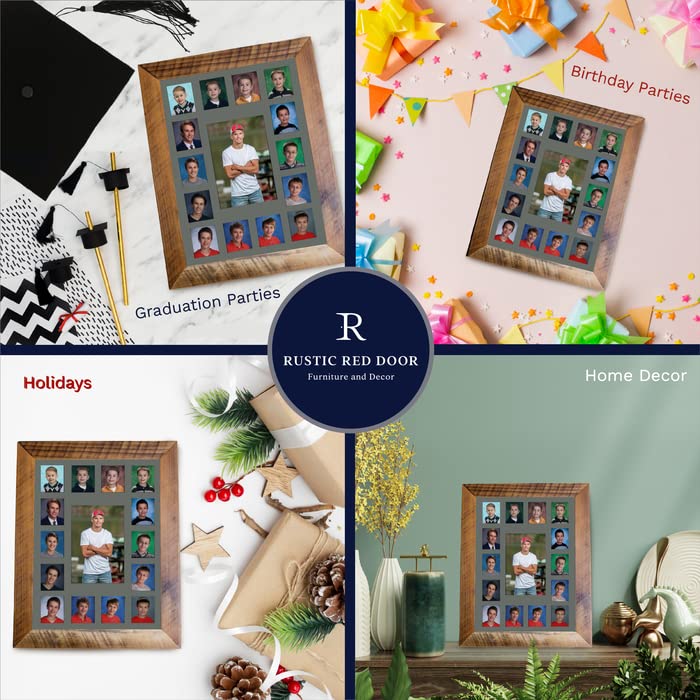 Image of Rustic Red Door Co. RRD Class of 2038 Photo Mat (11 inch x 14 inch) - Collage Frame for School Pictures Pre-K to 12 - Grey Mat for 15 Photos (No Frame)