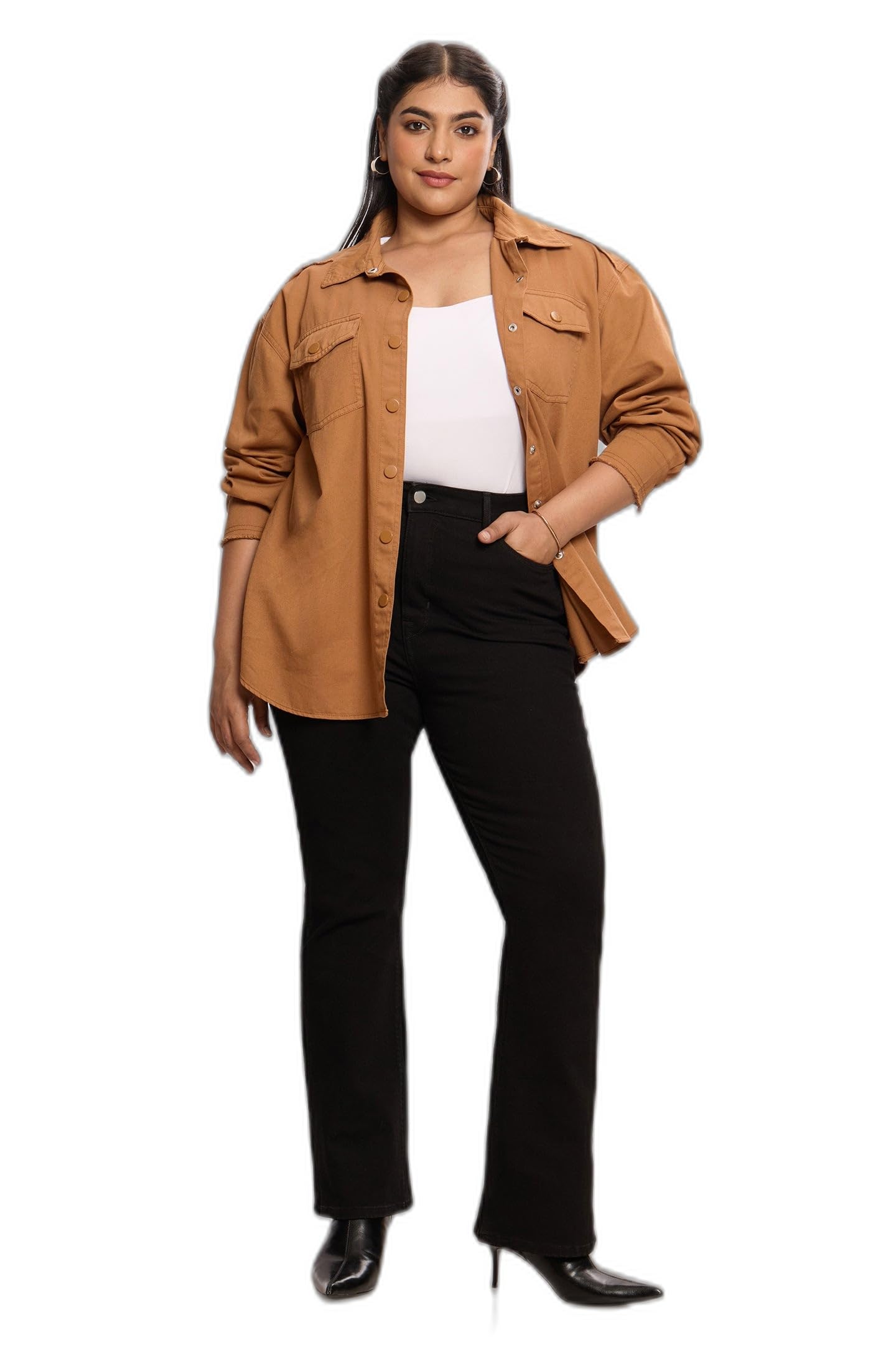 Women Washed Utility Shirt Collection Regular Fit Lightweight Fabric Button Down Front Collared Long Sleeve Casual Travel Wear Top Stylish-picture-16