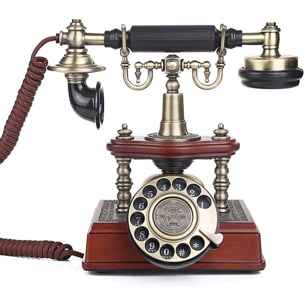 Telefon stacjonarny retro do domu, szkoły i biura, telefon retro, zabytkowy, nostalgiczny telefon z gramofonem, ponowne wybieranie numeru, europejski klasyczny telefon stacjonarny, telefon