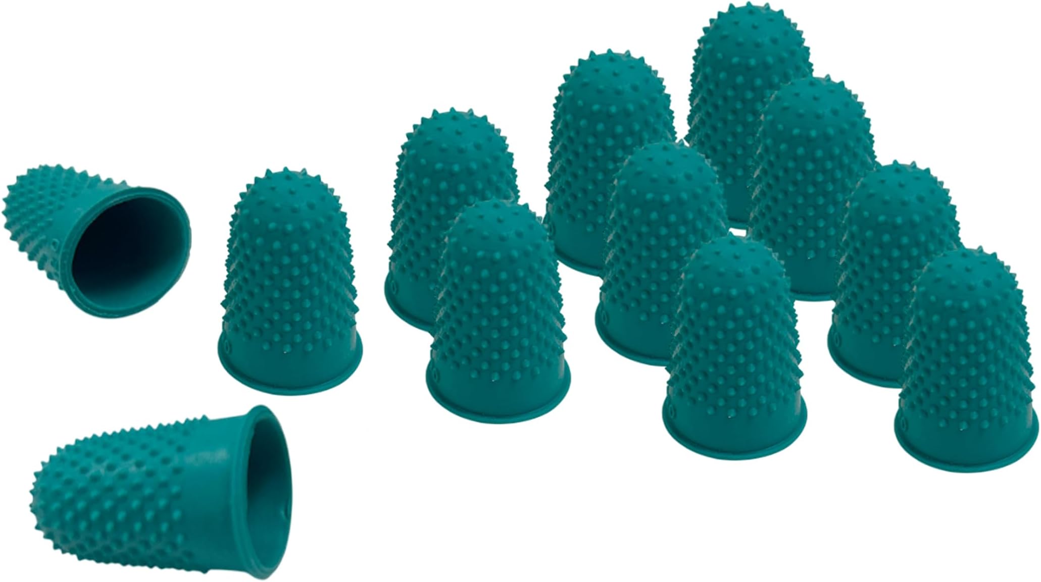 Pack of 12 Green No.0 Rubber Thimblettes – Small Finger Cones for Protection, Grip, Sewing, Crafting & Counting Paper/Banknotes