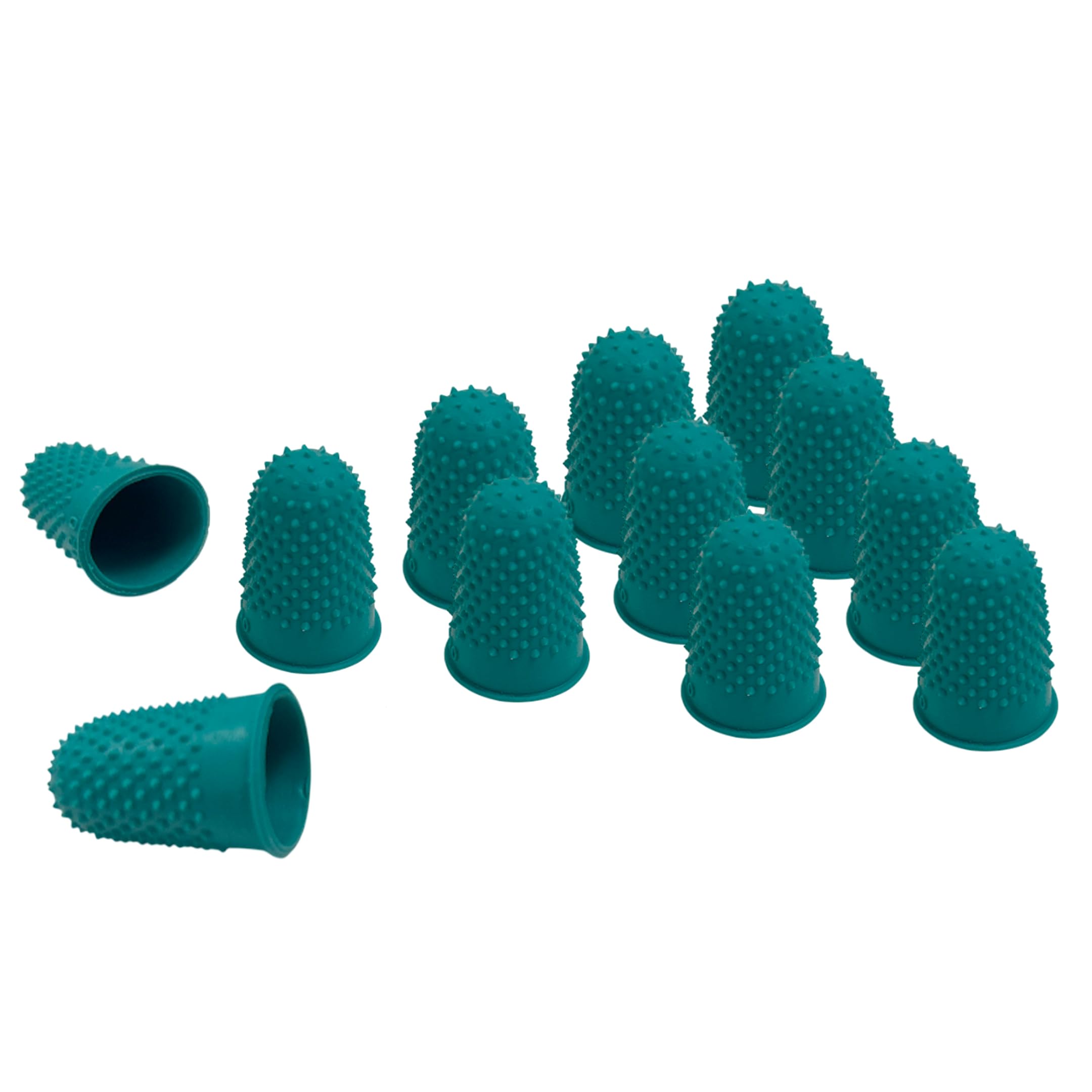 Pack of 12 Green No.0 Rubber Thimblettes – Small Finger Cones for Protection, Grip, Sewing, Crafting & Counting Paper/Banknotes