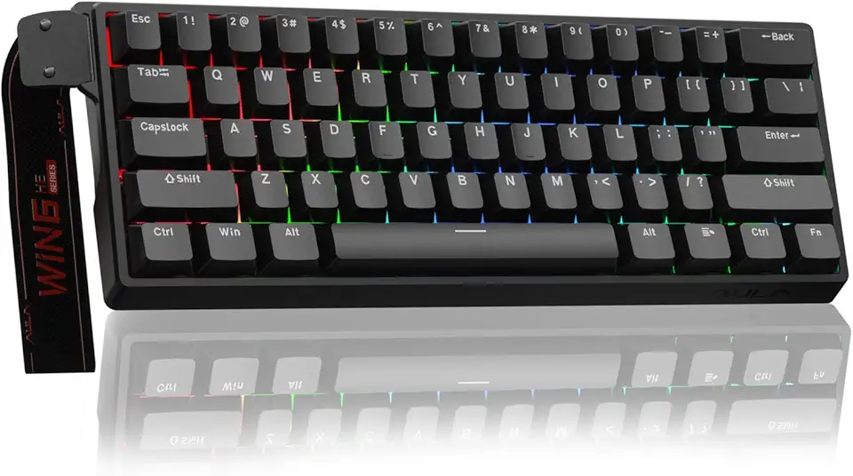 Aula WIN60 HE - Teclado mecânico para jogos com 60%, interruptor magnético hot swap, modo de acionamento rápido de acionamento ajustável, taxa de pesquisa de 8000 Hz, teclado pequeno RGB 60% compacto