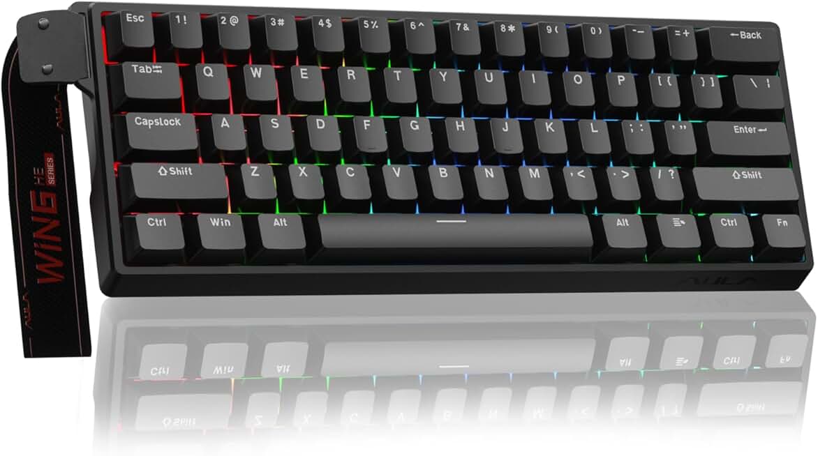 Aula WIN60 HE - 60% Mechanical Gaming Keyboard Wired, Magnetic Switch Hot Swappable, Adjustable Actuation Rapid Trigger Mode, 8000 Hz Polling Rate, RGB Small Keyboard 60 Percent Compact Design for PC