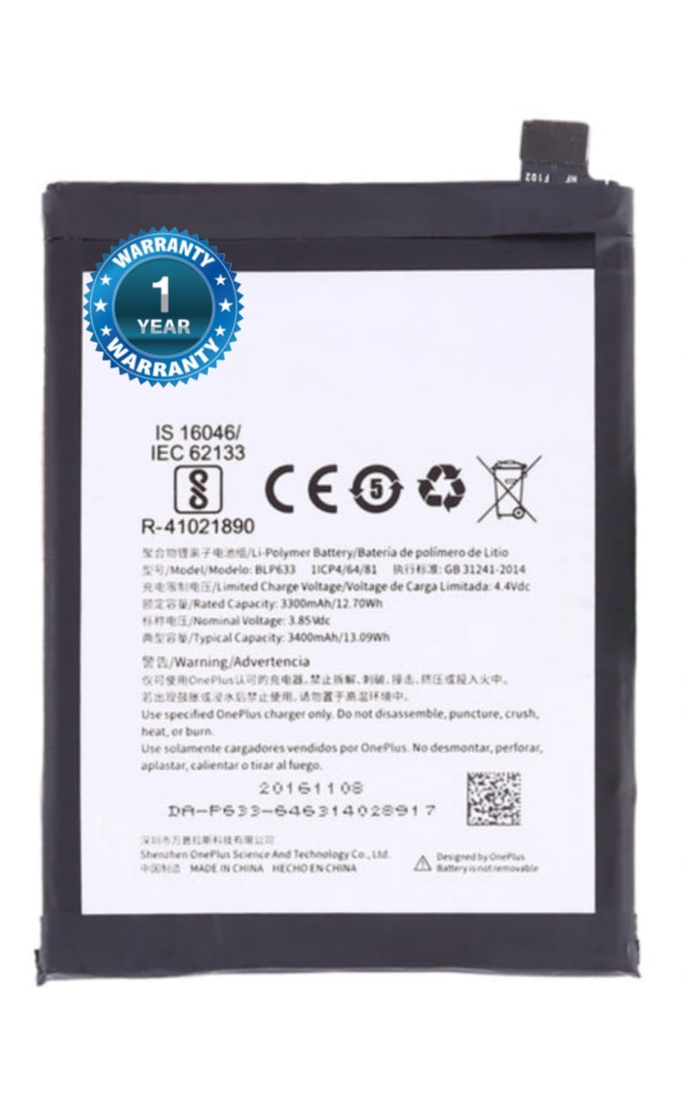XILIOES ORIGINALS® Original BLP633 Battery for OnePlus 3T A3010 A3003 Battery with 1 Year Warranty****(T142)