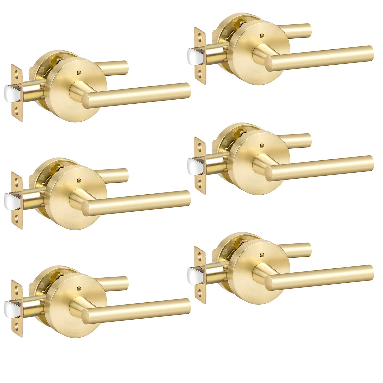 goldenwarm Gold Interior Door Handles, Brushed Gold Privacy Lever Door
