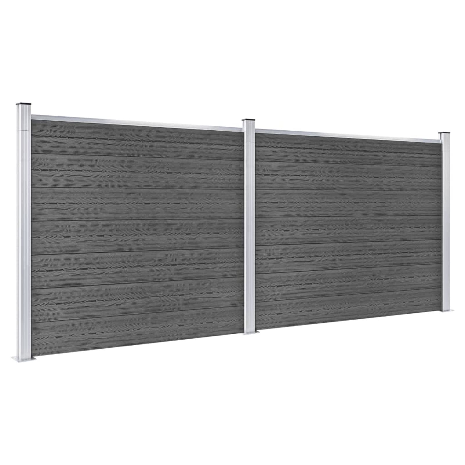 BaraSh Set de Paneles de Valla WPC Negro 353x146 cm Panel Madera Vallas De Madera Jardin