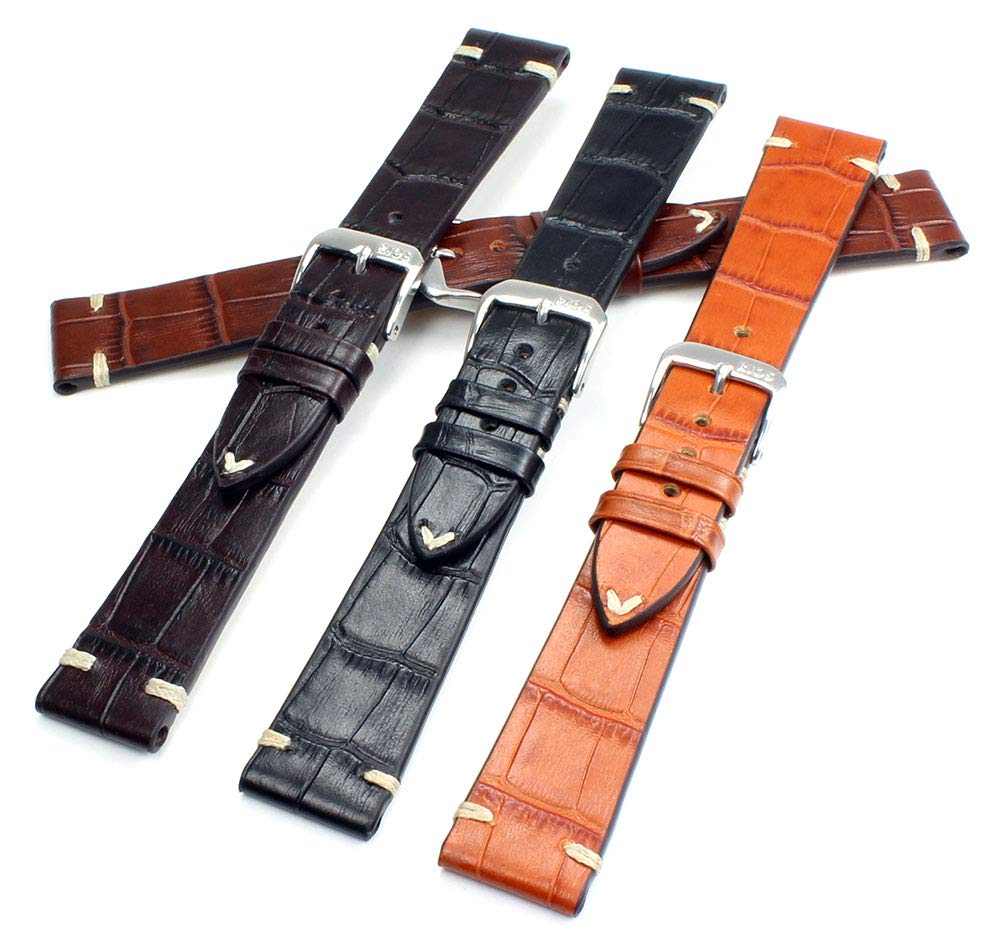 Sulla RIOS1931 Hollywood Bracelet de montre avec gaufrage alligator pour montres classiques, fabriqué à la main en Allemagne