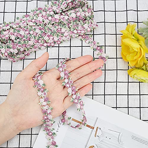 GORGECRAFT 5 Yards Flower Trim Ribbon Light Purple Flower DIY Lace Applique Sewing Craft Lace Edge Trim for Wedding Dresses Embellishment DIY Party Decor Clothes - Image 3