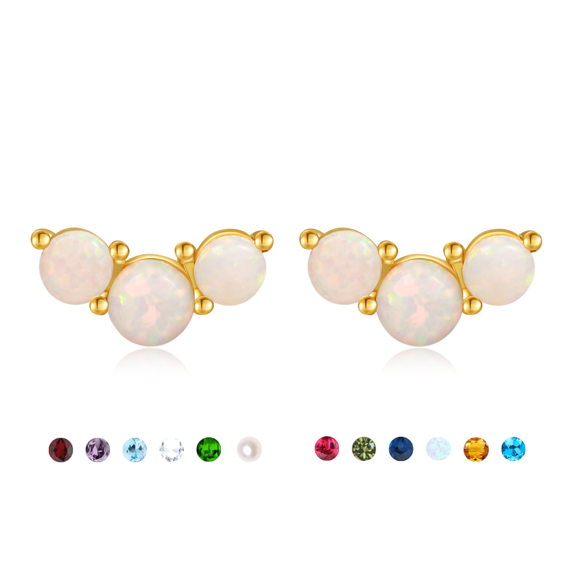 Stud Earrings for Women Birthstone Studs 14K Gold Plated S925 Sterling Silver Hypoallergenic Earrings Cubic Zirconia Stud Earrings Cartilage Earring for Women Trendy