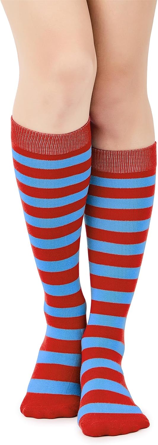 Century Star Knee High Socks Tube Striped Socks Long Socks for Women Athletic Socks Thigh High Stockings Outdoor Sport