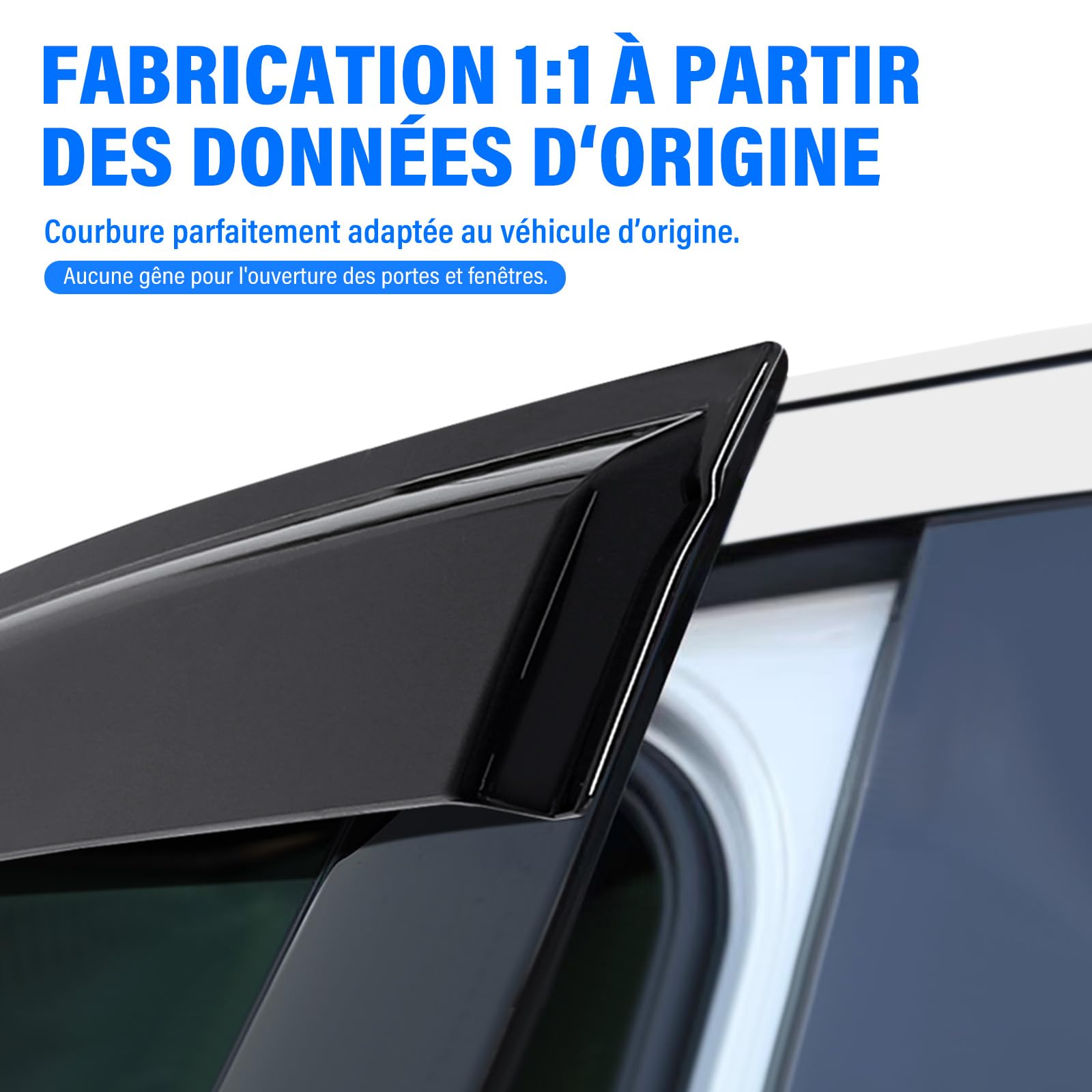 Déflecteurs de Vent Déflecteurs de Pluie Noirs pour Ford Ranger 2012-2022 T6 T7 T8 Double Cabine XL XLT Tremor Limited Wildtrak Wildtrak X Platinum et Ranger Raptor