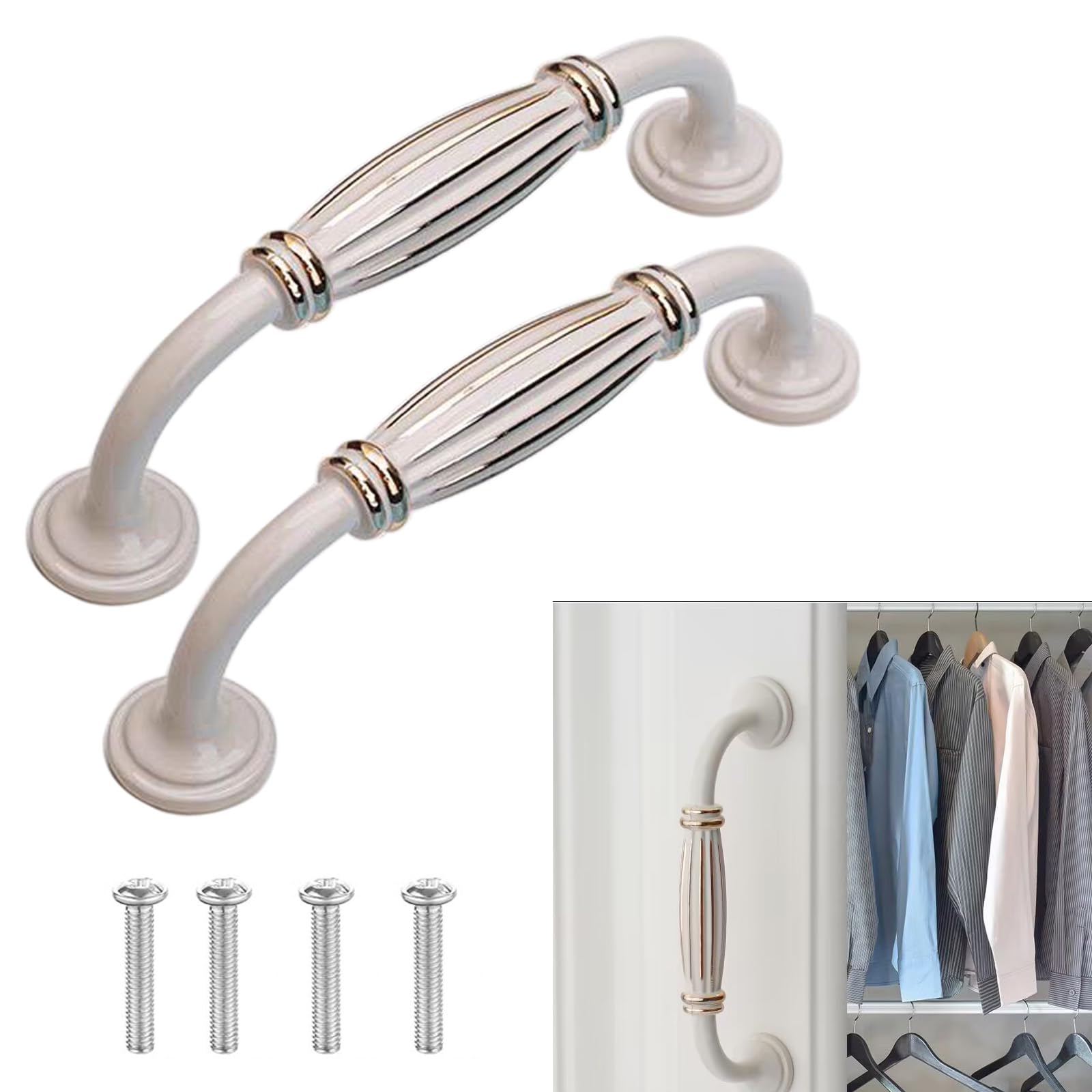 KanDery 6PCS Vintage Cabinet Handles, Chic Drawer Handles, Furniture Door Pull Handles, Antique Kitchen Cupboard Handles