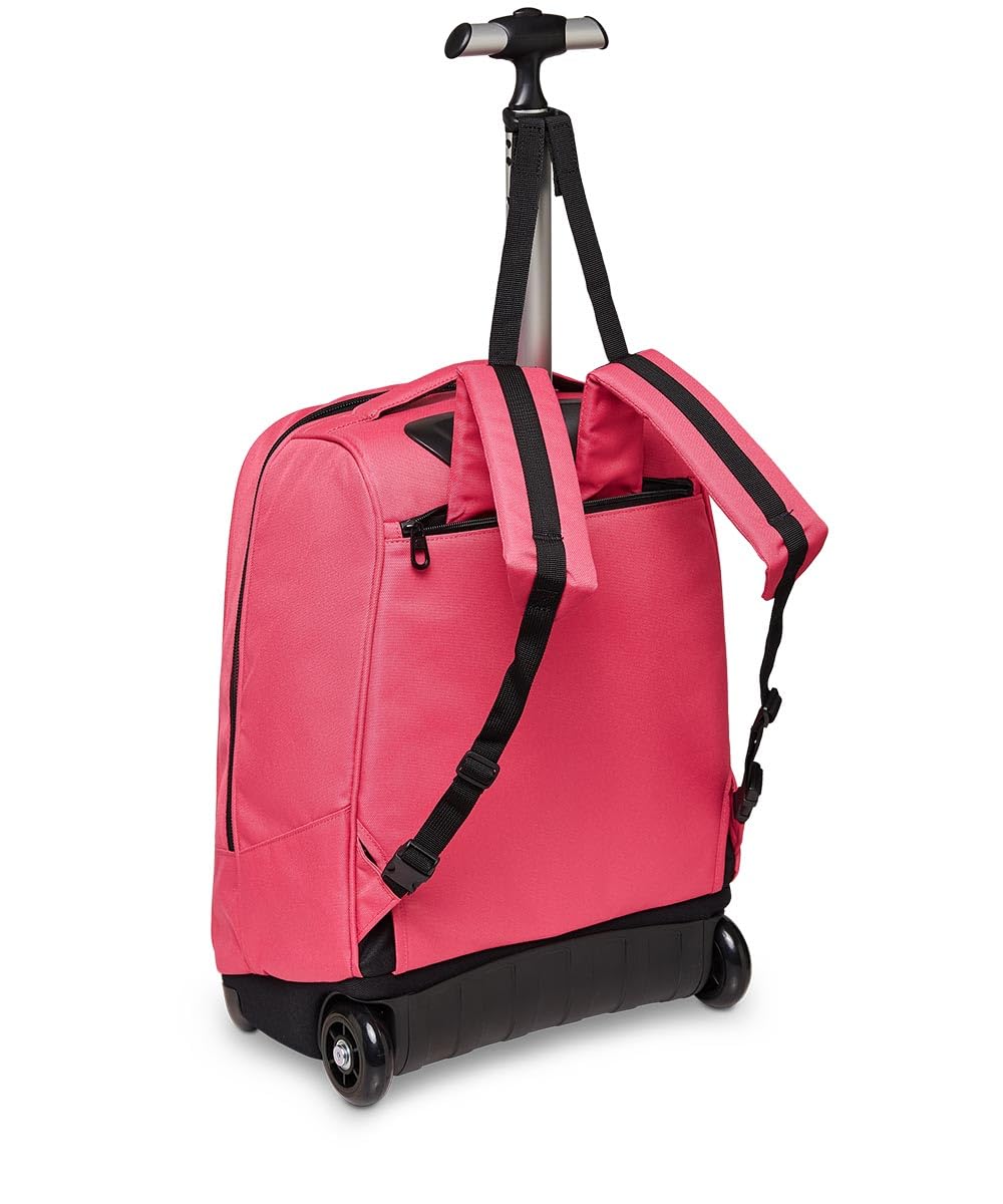 Invicta Trolley Scuola Benin, Rosa, 2 in 1, Doppio Uso, Zaino con Carrello Fisso e Crossover System, Maxi Capienza, Zaini e Trolley, Viaggio, Bambine e Ragazze