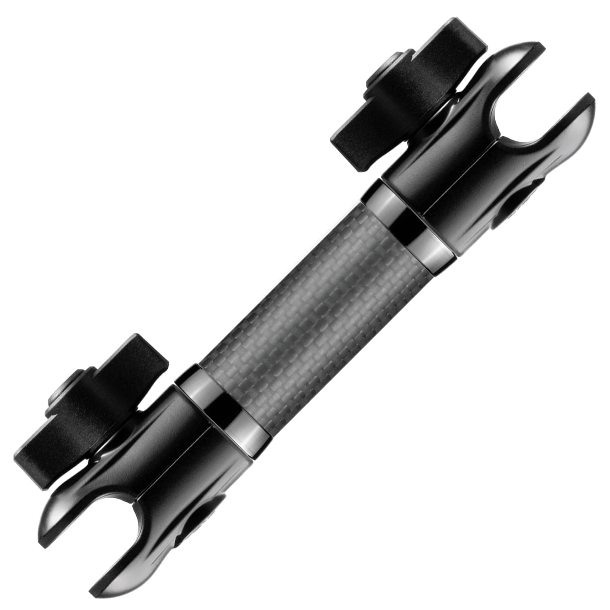 Tackform6" Long 20mm Ball and Socket Arm DuraLock 20 Series Carbon Fiber Arm | Dual 20mm Sockets with Optional Anti-Theft Knobs | Black
