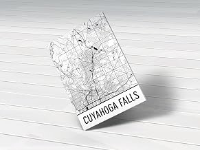 MG Global Hanging Canvas Print of Cuyahoga Falls Ohio Valley | 8x12 12x18 16x24 20x30 24x36 Minimalism Hometown City Artwork | Modern Wall Art for Gift | Minimalist Home Office Decor
