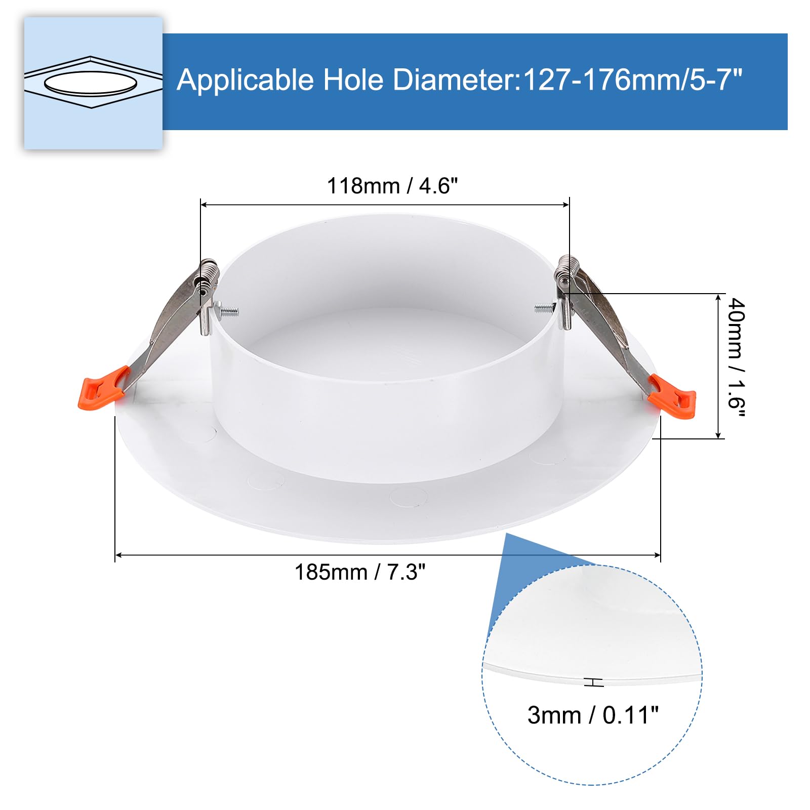 PATIKIL 185mm / 7.3" Diameter Spring Ceiling Hole Cover Plate - Image 2