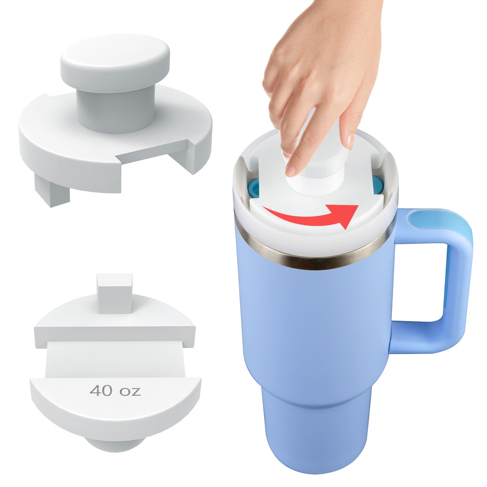 Lid Remover Tool for Stanley Cup – Easy Open Lid Opener for Stanley Tumbler 20/30/40oz – Durable Plastic Grip, Ideal for Weak Wrists, Kids, Seniors – Accessories for Stanley Cup (White, 40 oz)