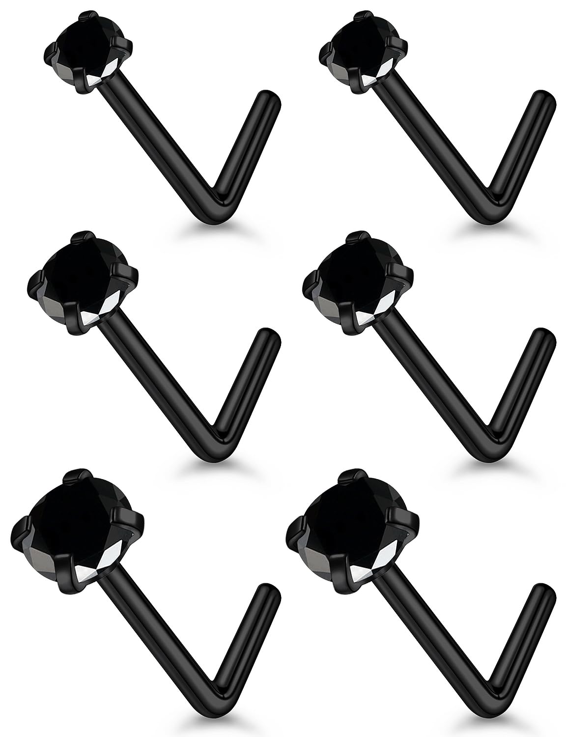 Qiwnswoy 18G 20G 22G Stainless Surgical Steel Titanium Nose Rings Studs for Women L Shaped Nose Rings Screw Nose Studs Nostrial Piercing Jewelry for