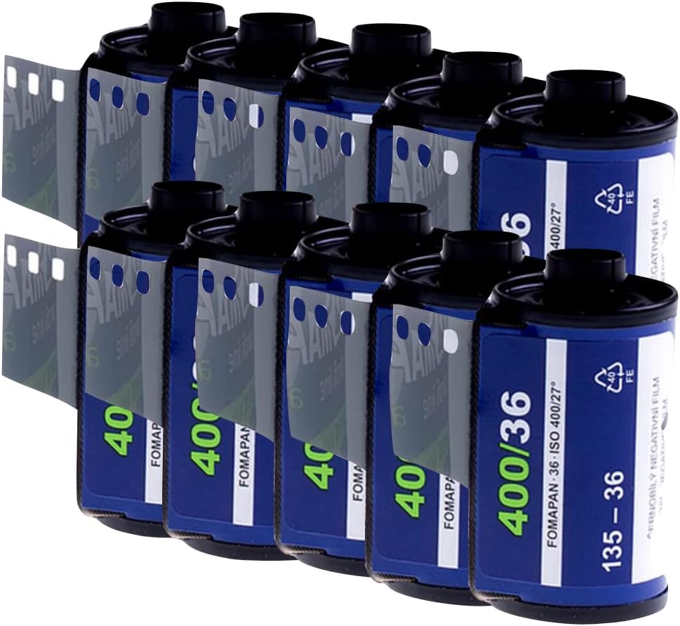 Pack of 10 FOMAPAN Action 400 ASA 135/36 Film 35 mm Black+White