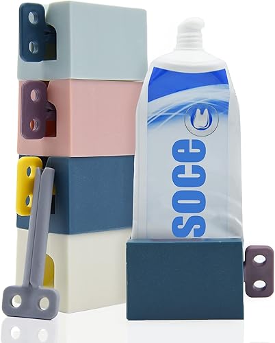 Dispensador de pasta de dientes, 4 soportes para asiento de pasta de dientes, multifuncional, rotación manual, tubo rodante, exprimidor de pasta de