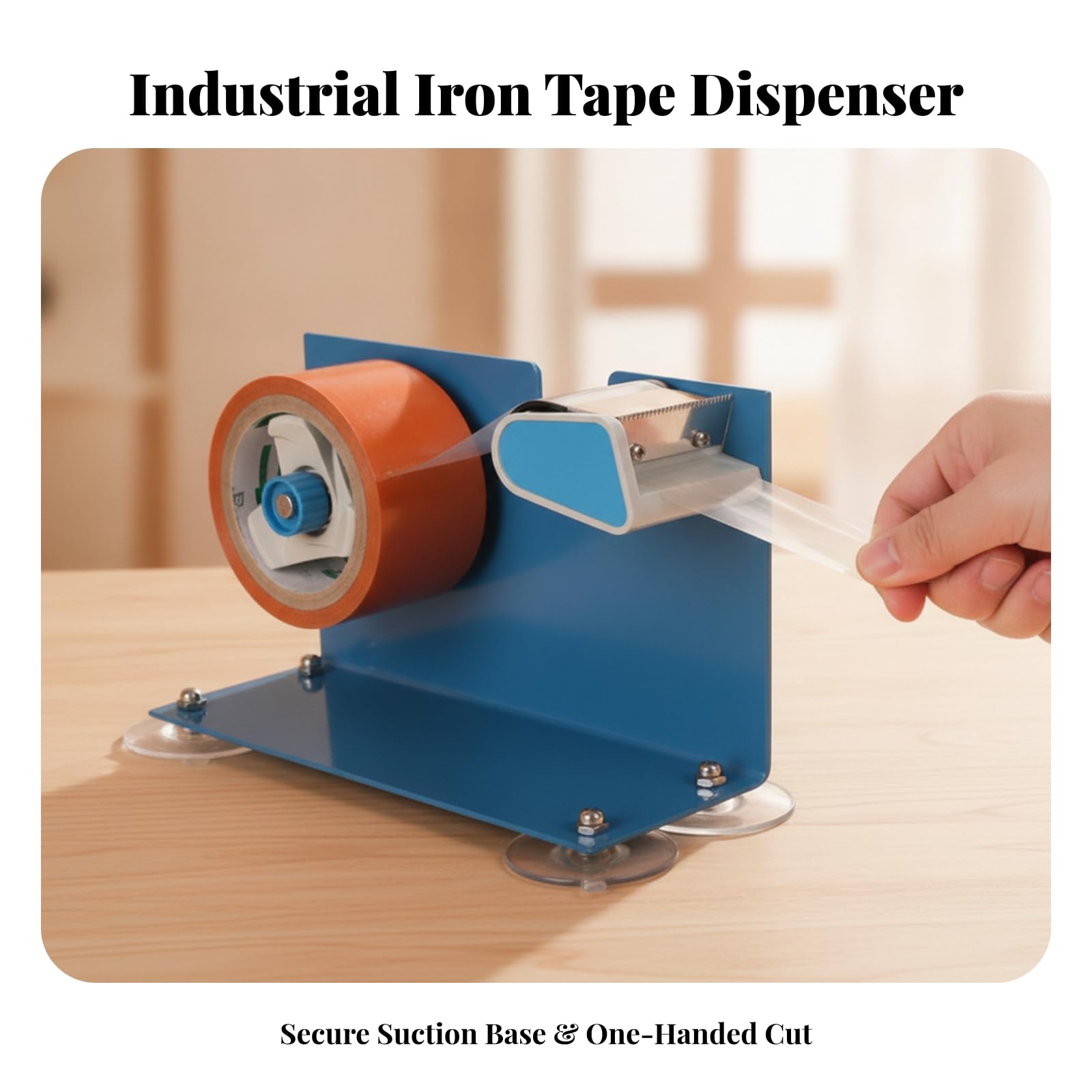 Dispenser di Nastro da Tavolo Stabile | Antiscivolo, Tendinastro da Banco, Metallico, Dispenser per Nastro Imballo, Magazzino, Ufficio, Scrivania, Professionisti
