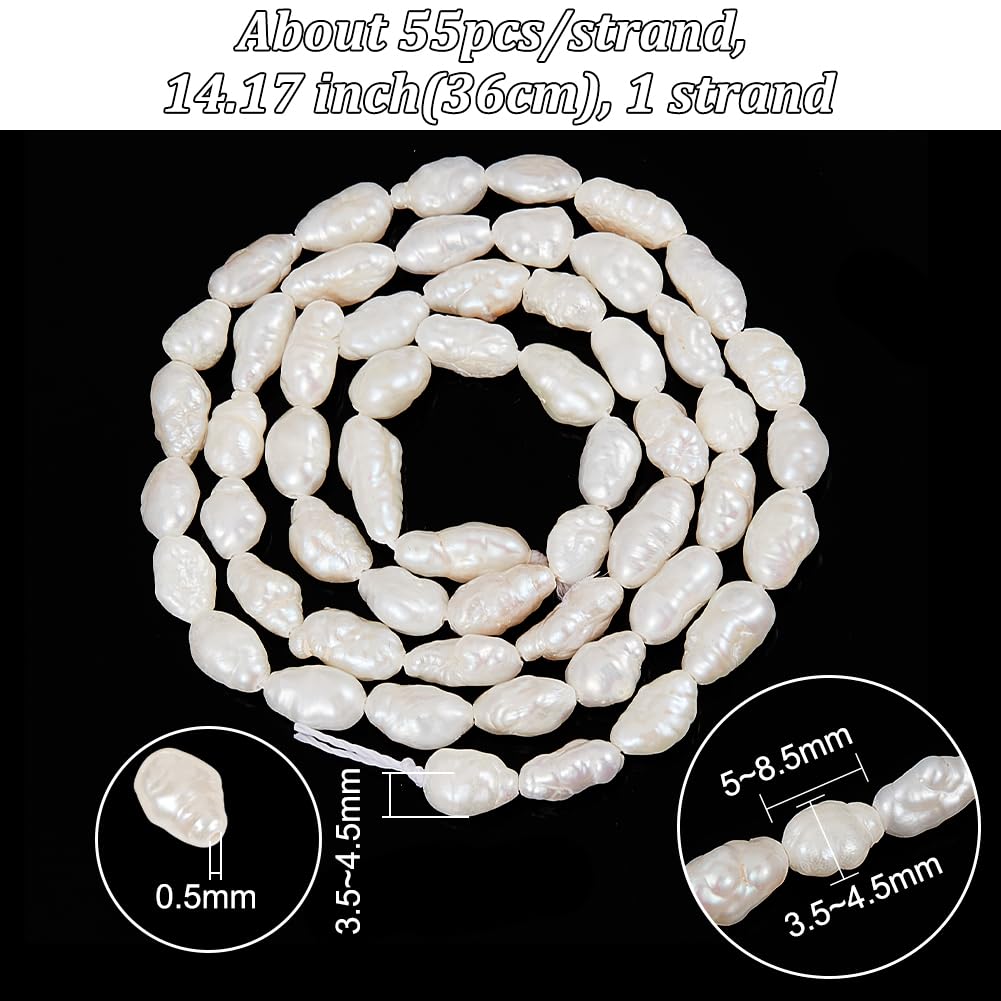 NBEADS 1 Filo Di Perle D'Acqua Dolce Naturali A Goccia - 40cm, 6.5x10mm, Foro 0.8mm - Per Creazione Gioielli Fai Da Te, Collane, Bracciali - Beige