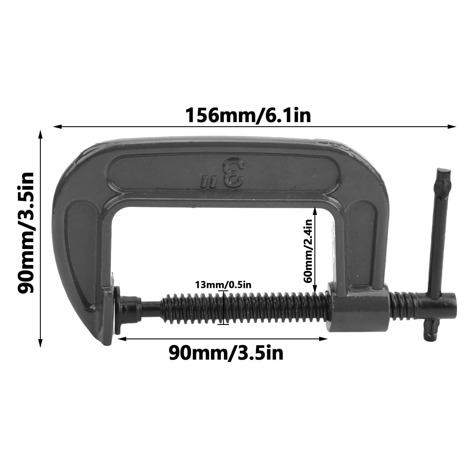 C Huella C, Afermo de Servicio Pesado C Clampas de Trabajo de Madera 3 Piezas C CLAMP CADORWORKING MALEABLED SIDRILLE CLAMP C JUEGO PARA Soldadura y Edificio de Carpintería de Carpintería de Bricolaje