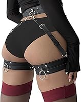 PRIOUTZ Women's Punk PU Leather Waist Belt - Adjustable BDSM Bondage Harness for Goth Lingerie & Cosplay