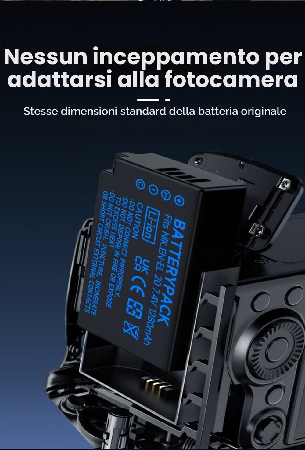 2 pezzi EN-EL20 EN-EL20a Batterie e Smart LCD Display Caricatore USB doppio per Nikon Coolpix P1100, P950, P1000, DL24-500, Coolpix A, 1 AW1, 1 J1, 1 J2, 1 J3, 1 S1, 1 V3 Fotocamera Digitale