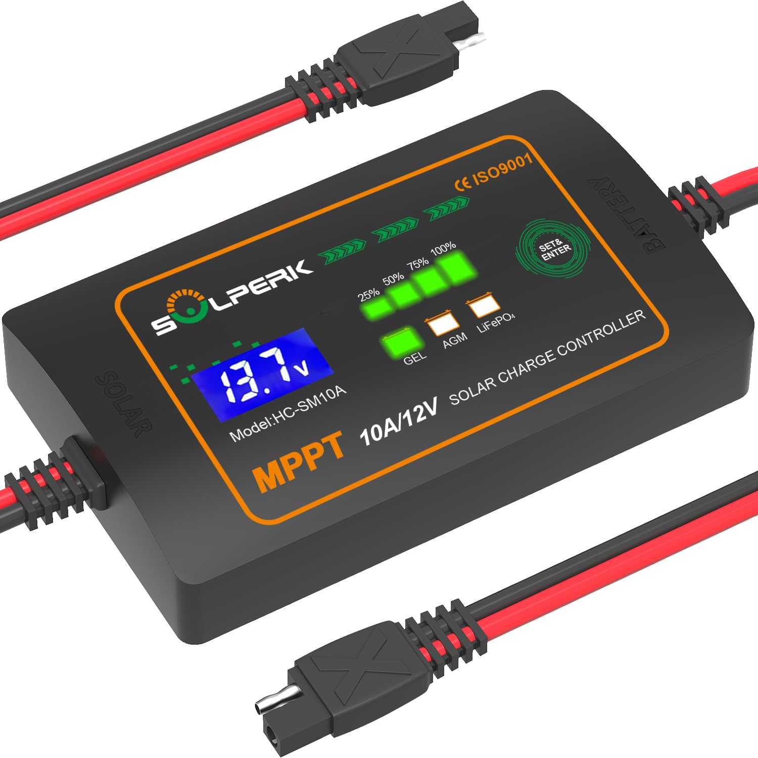 SOLPERK Regolatore di carica solare 10A MPPT 12V per pannello Soalr
