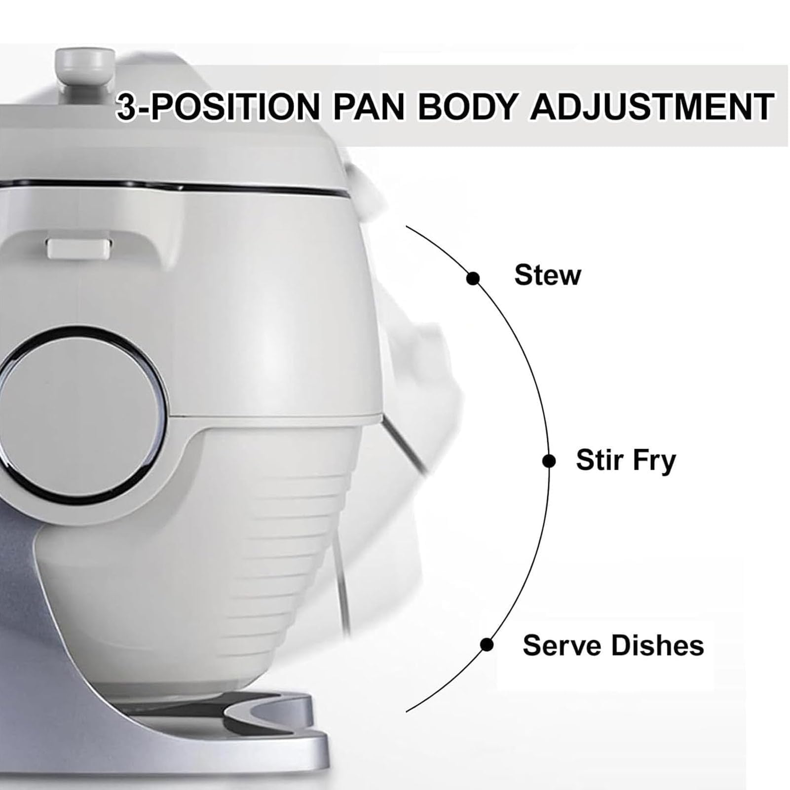 Máquina de freír automática de 6 L, olla inteligente de wok de 2000 W, agitación automática de 360°, ajuste de calor de 3 niveles, olla antiadherente para arroz, carne, verduras, guisos