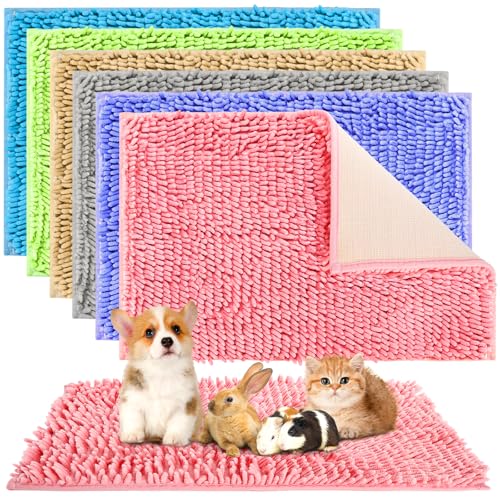 WRINGKIT 6 Pack Guinea Pig Mats, 16 x 24 Inch Guinea Pig Cage Liner, Washable Fleece Bedding Pee Pads, Non-Slip Animal Sleeping Mat for Bunny, Rabbit, Hamster, 6 Colors