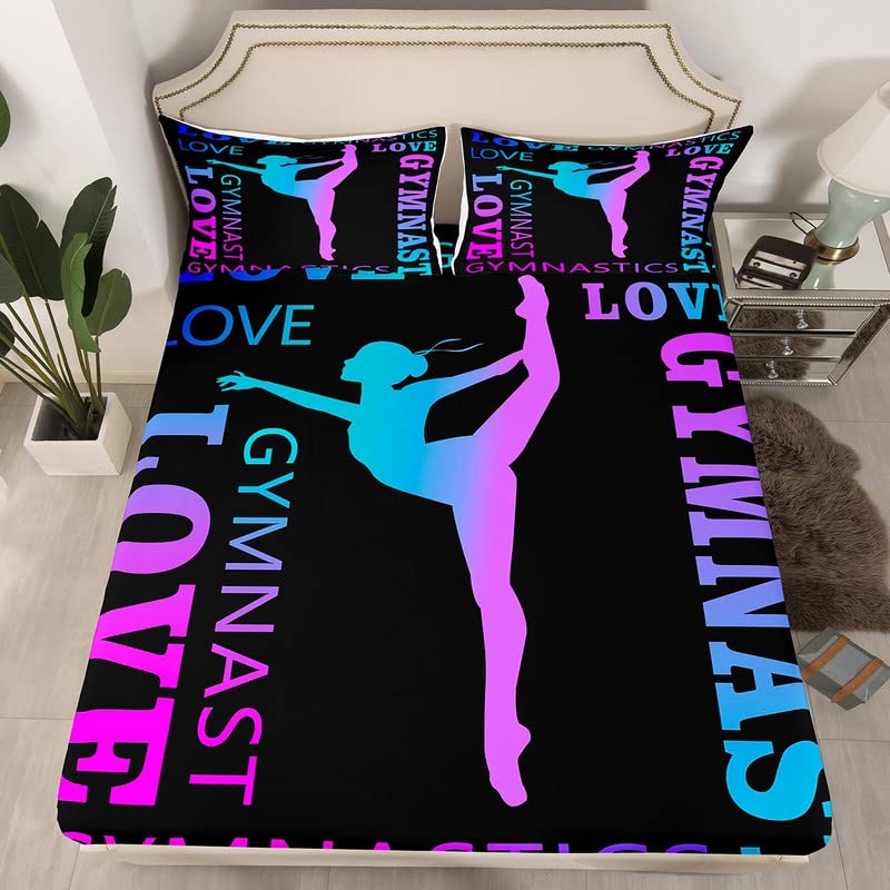 Love Gymnastics Fitted Sheet for Girls Boys Children Floor