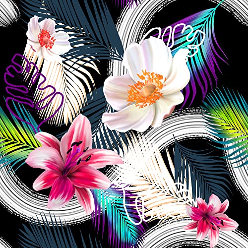 HEKO PANELS Stoff Oxford Wasserdichte Meterware CanvasPolyester Stoff Zum Nähen Nähstoffe Möbelstoffe Dekostoffe Handwerken Wasserabweisend Blickdicht Blumen Bunt 100 x 155 cm