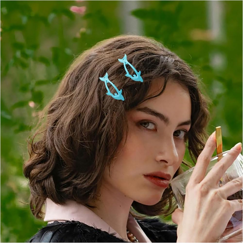 Glitter Cute Dolphin Snap Hair Clips, Blue and Pink, Handmade metal hair clip for Women Girls Kids.(20 PCS) - Image 2