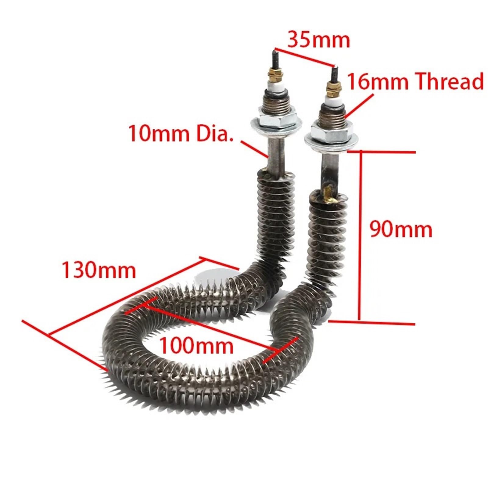 220V 500W Elektrisches rundes Heizelement 16MM Gewinde 10MM Rohrdurchmesser Heizwiderstand 90MM 1Stk
