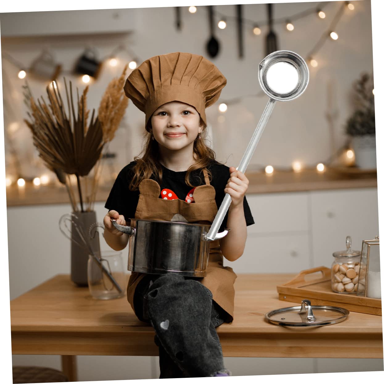 Alipis Stainless Steel Long Handle Water Ladle Versatile Kitchen Garden Scoop for Serving Soups Sauces and Watering Plants Lightweight Dishwasher Design