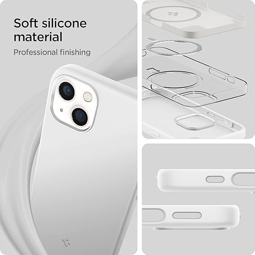 Miniatura 3 de Spigen Silicone Fit Mag (MagFit) compatible con MagSafe diseñada para iPhone 13 (2020), color blanco