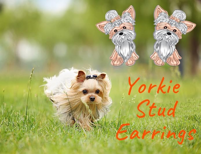 Yorkie Earrings 925 Sterling Silver Yorkshire Terrier Jewelry Yorkie Studs Dog Earring Gifts for Women Puppy Dog Lovers - Image 2