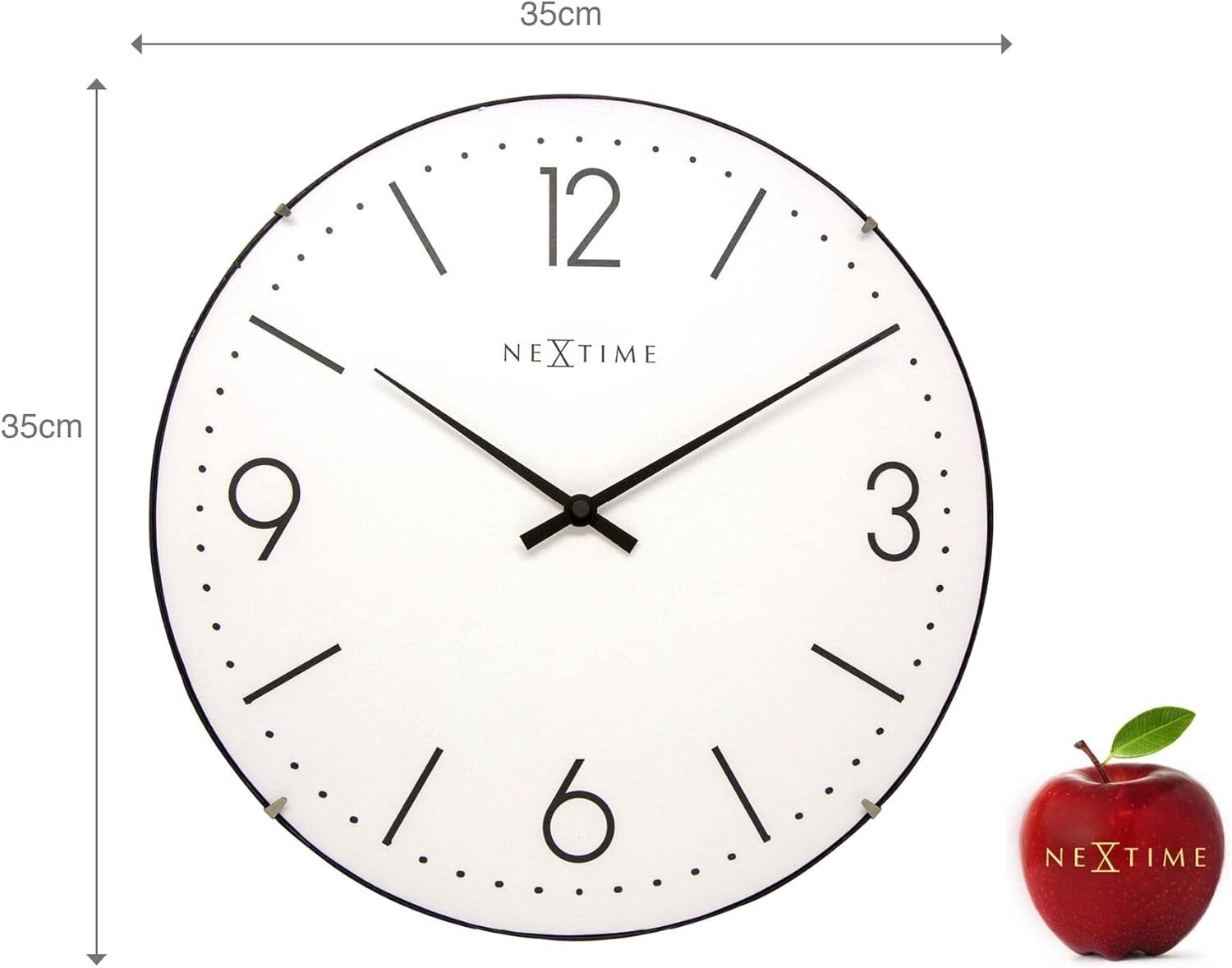 NEXTIME Basic Dome Wall Clock, 35.6, White