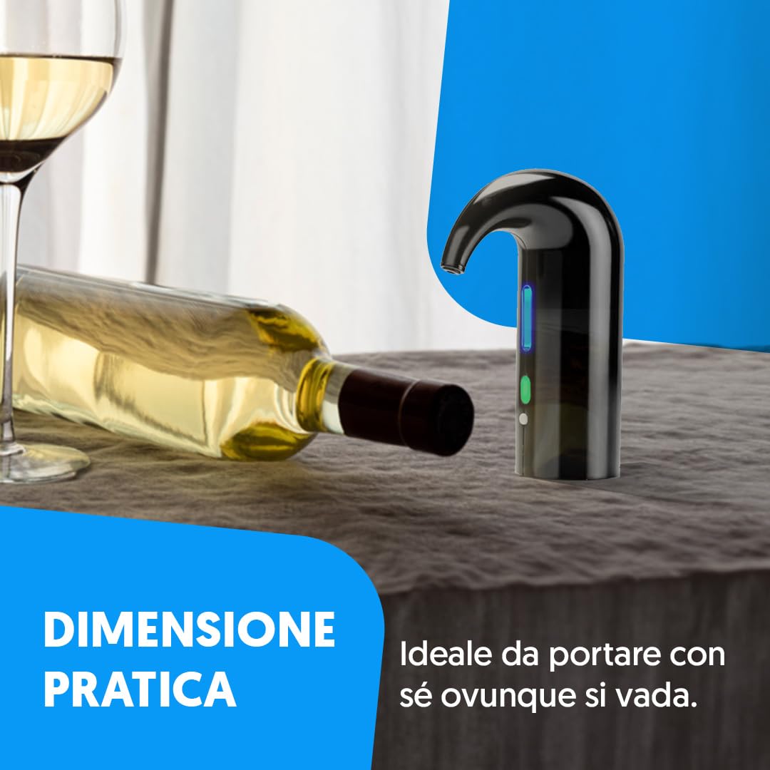 NK Decanter per vino elettrico, aeratore per vino automatico e portatile, ricaricabile tramite USB, con tubo in silicone e sacchetto in tessuto, filtro e pulsante ON/OFF, batteria 1500 mAh