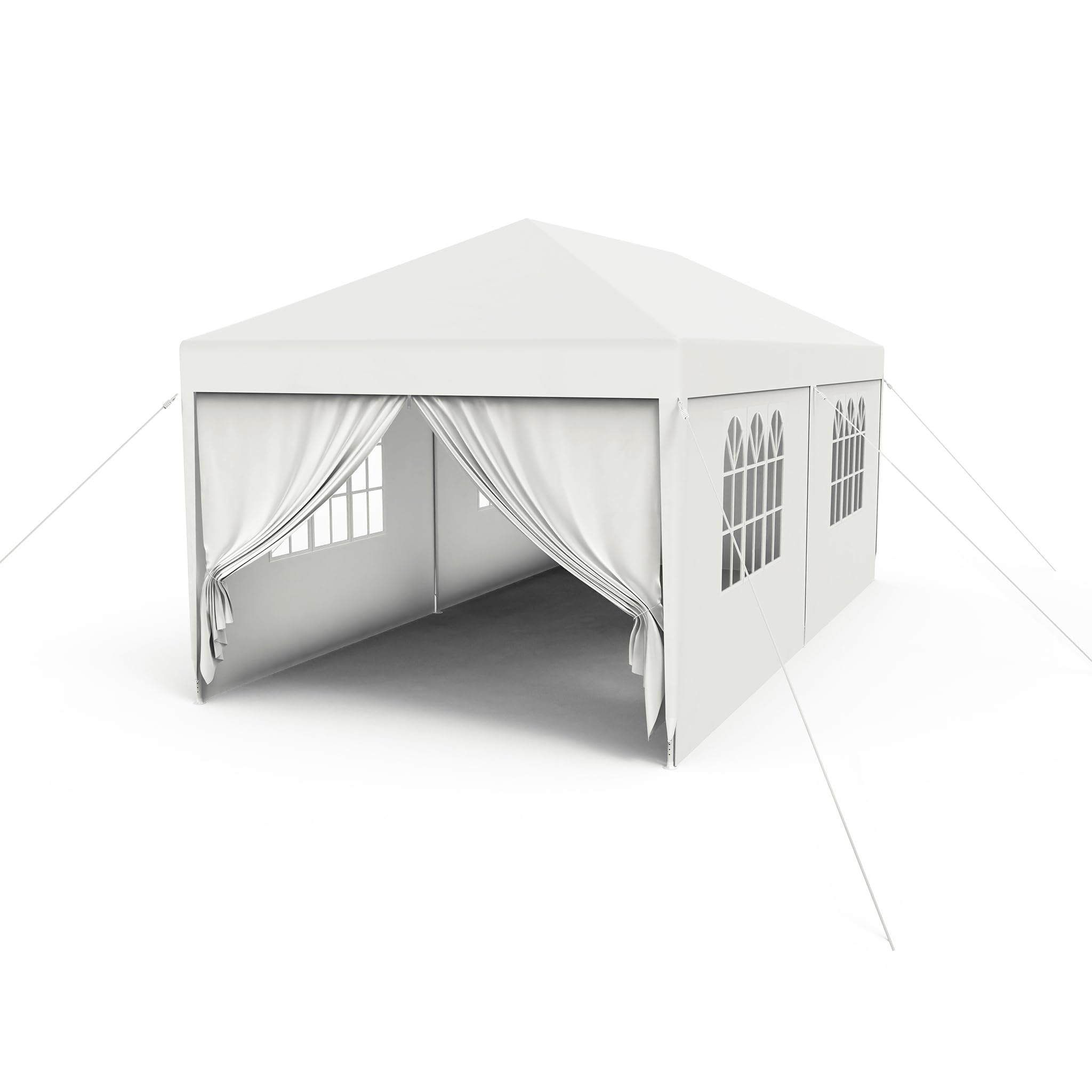 FIVMEN Gazebo Esterno Resistente da Giardino 3 x 6 m con Pannelli Laterali e Finestre in Poliestere Gazebi Tendone per Feste Protezione UV Impermeabile Tenda per Esterni, Bianco